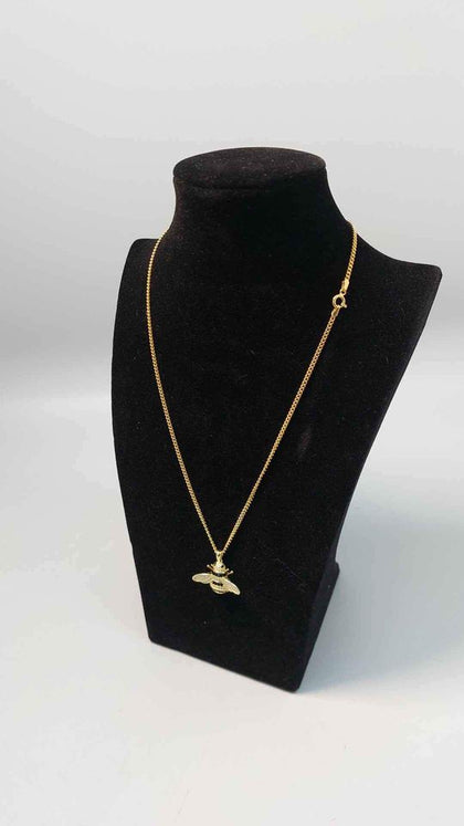 925 Sterling Silver Gold Plated Curb Chain Necklace With Manchester Bee - 18