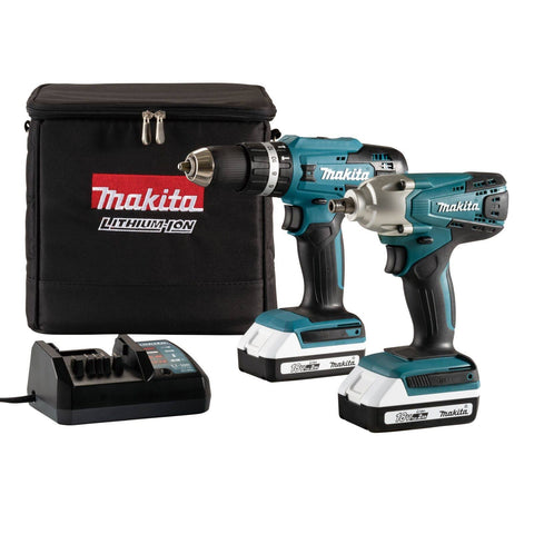 Makita 18V 2 x 2 Li Ion Cordless Power Combi Drill Impact Driver