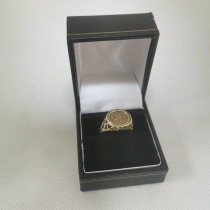 9K Gold Ring with 9K (2000) Sovereign, Hallmarked & Tested, Size: O