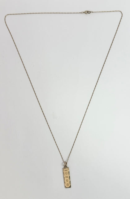 9ct yellow gold ingot pendant and chain 23
