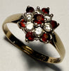 9CT Gold Ring with Red Stones Size N 1/2