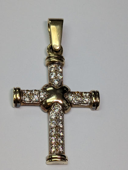 9ct Gold CZ Stoned Cross Pendant