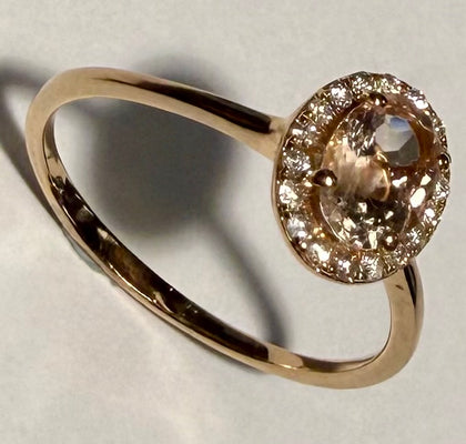 9CT Rose Gold Ring with Champagne Stone Size Q