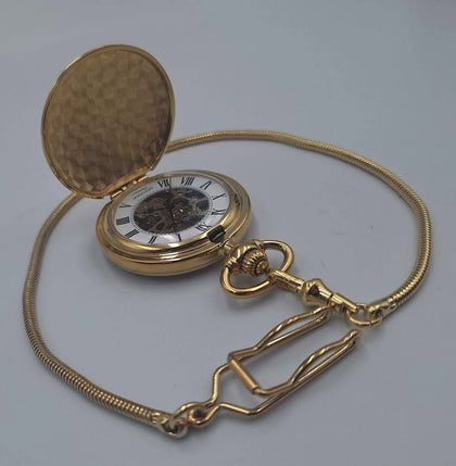 Mount Royal Gold Automatic Pocket Watch with Original Box And Gold Chain