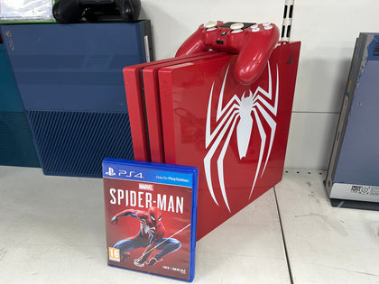 PS4 Pro Console, 1TB Spider-Man Red Unboxed + game