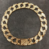 9ct Vintage Textured Yellow Gold Curb Bracelet 31.5G - 8.5"