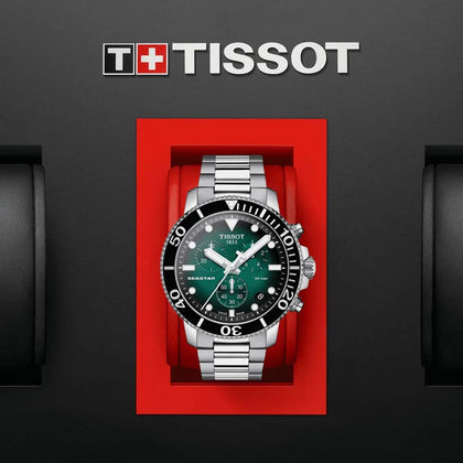 Tissot Seastar 1000 Chronograph Green Face - boxed with certificate