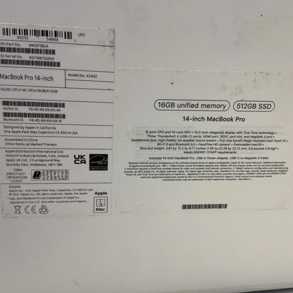 Apple MacBook Pro 16GB RAM M1 Pro 2021 14-Inch 512GB SSD Space Grey