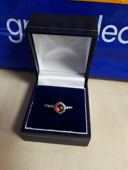 July Birthday Blooms Genuine Pandora Orange Carnelian Ring N.