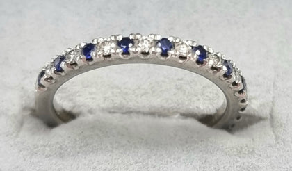 Vera Wang Love Platinum Diamond/ Sapphire Half Eternity Ring Size L