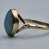 9ct Yellow Gold Ladies Ring With Light Blue Cabochon Gemstone - 1.53 Grams - Size M