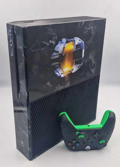 Microsoft Xbox One 500GB Console with halo skin and power A wired controller unboxed with all leads