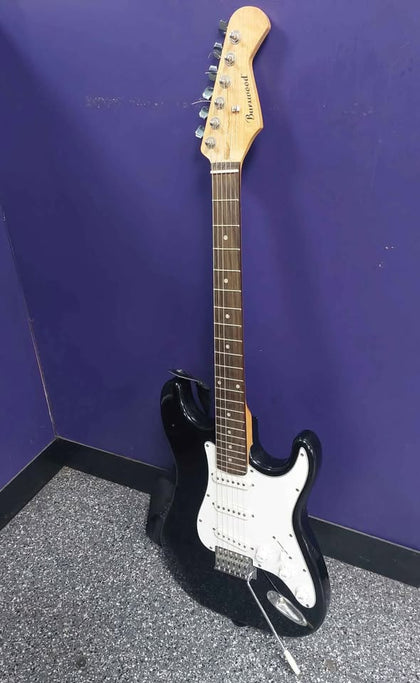Burswood Black Electric Guitar With Guitar Bag & Stand