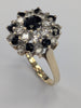 9ct gold ring with black and clear stones size N