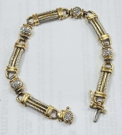 14ct Yellow/White Gold Diamond Bracelet 7.5