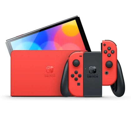 Switch Console, 64GB OLED Mario Red + Red Joy-Con Mario Tennis