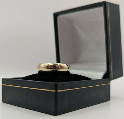 375 9CT HALLMARKED, YELLOW GOLD, PLAIN WEDDING BAND, SIZE:Q, 6.1G, BOXED