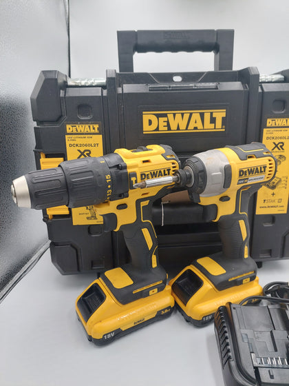 DEWALT DCK2060L2T Brushless Hammer Drill & Impact Driver, 2x Batteries (3.0AH), Charger and Boxed