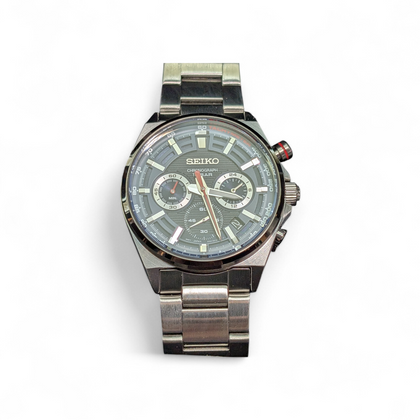Seiko Chronograph  Blue Faced Watch Boxed
