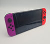 Nintendo Switch 32GB gaming Console with red/ purple joycon and charger UNBOXED (scratches on screen)