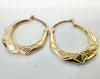 9ct yellow gold patterned Creole Hoop Earrings