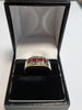 9ct Yellow Gold Ring with Red & Clear Stones - Size T - 4.43g