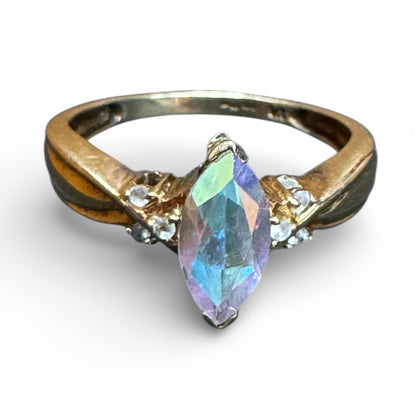 9ct Yellow Gold Marquise Cut Cz Ring - Size O