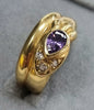 18ct Gold Ring Purple/Clear Stones Size "Q"