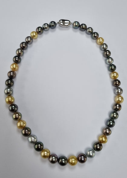 Tahitian Cultured Pearl & Golden South Sea Pearl Sterling Silver Necklace 18