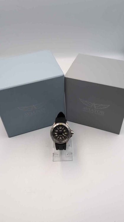 Aviator Military Edition Quartz Divers Style Watch With Date - Boxed With Rubber Strap