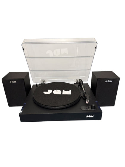 Jam Sound System Black Turntable & Speakers