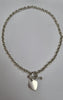 Silver T-bar necklace with silver heart