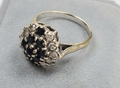 18ct White Gold Diamond & Sapphire Ring - Size Q