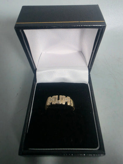 9ct Gold MUM Ring 1.6G Size P