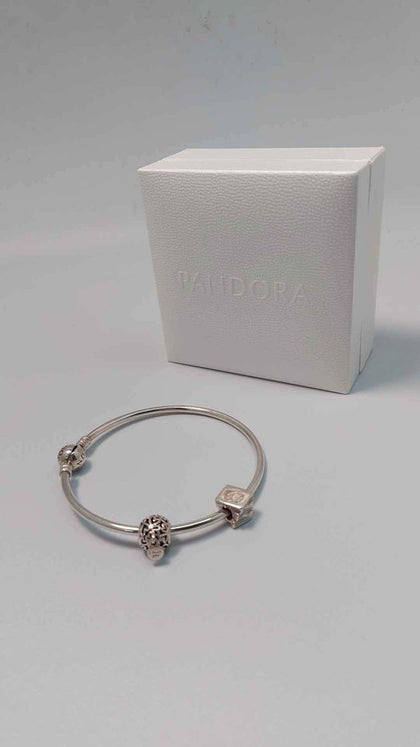 Pandora (ALE 925) Sterling Silver Bangle Bracelet With 2x Charms (Books & I Love You) - Boxed