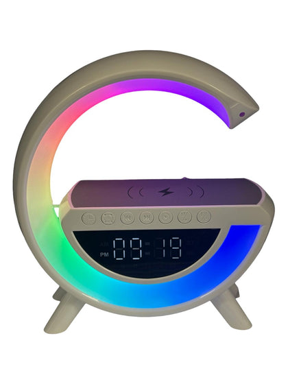 LED Portable Speaker with Alarm Clock and Wireless Charging