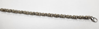 925 - Silver Lego Link Bracelet With Clear Stones - 27.44 - 9