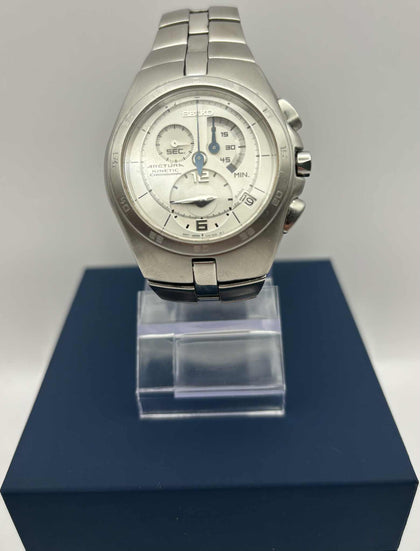 Seiko Arctura Kinetic Chronograph Mens Watch Seiko 7L22-0AA0 Vintage White Dial