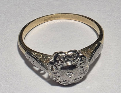 18CT Yellow & White Gold Ring - Size L