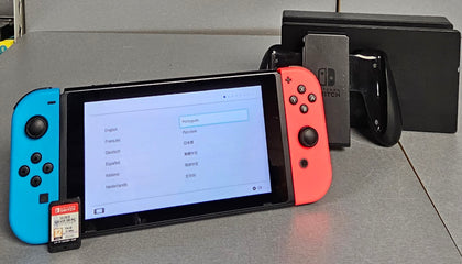 Nintendo Switch V2 MOD.HAC-001 (-01) Neon Red/Blue Joy-Con, Unboxed + Super Smash Bros Ultimate