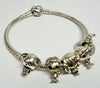 Pandora Snake Bracelet with heart clasp & 5 Harry Potter charms 19cm