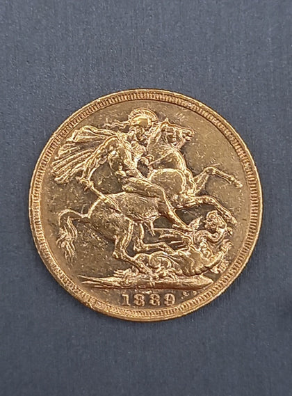 22ct Full sovereign Queen Victoria 1889 7.98g
