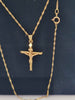 9ct Yellow Gold Twisted Chain Necklace With Crucifix Pendant - 1.49 Grams - 18" Long