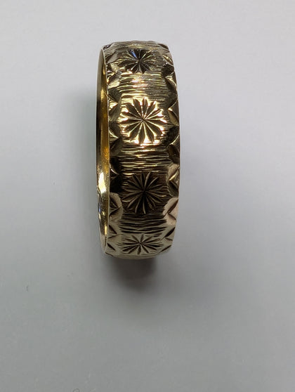 9CT GOLD PATTERNED WEDDING BAND RING PRESTON STORE