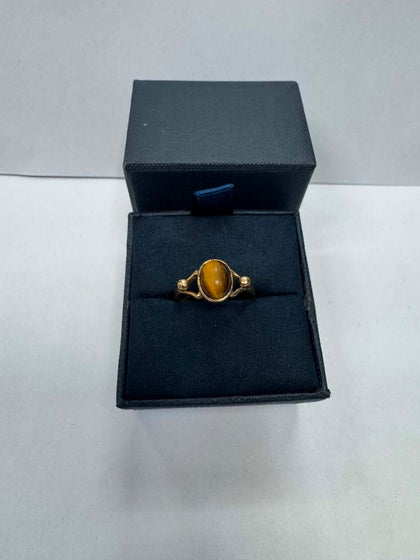 2.67g 9ct Gold Tiger's eye ring - Size N - **Hallmarked**