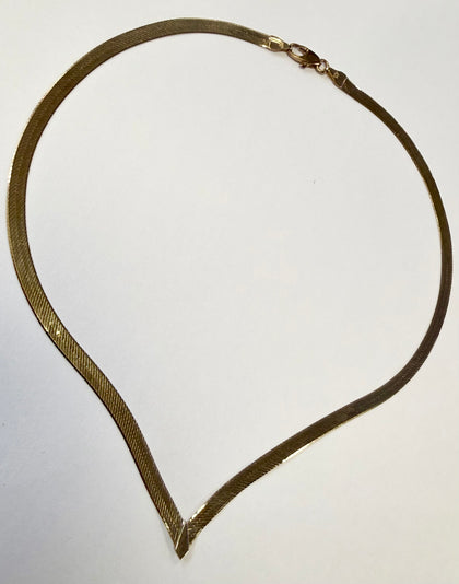 9ct Gold V Shape Herringbone 18” Necklace