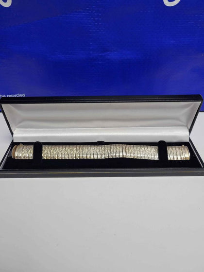 925 Sterling Silver Thick Watch Strap Like Bracelet - 8