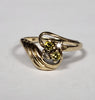9ct Yellow Gold Ring With Clear And Green Stones - 2.02G - Size M - Hallmarked