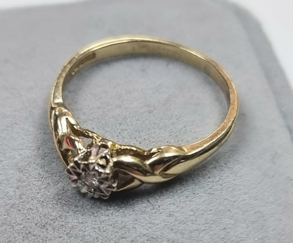 9ct Yellow Gold Diamond Ring Size Q1/2