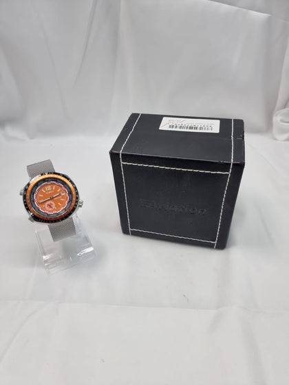 DX Tegrov Aviation T23765 1970's Men's Watch Orange Dial World Time 25 Jewel Swiss Made Automatic